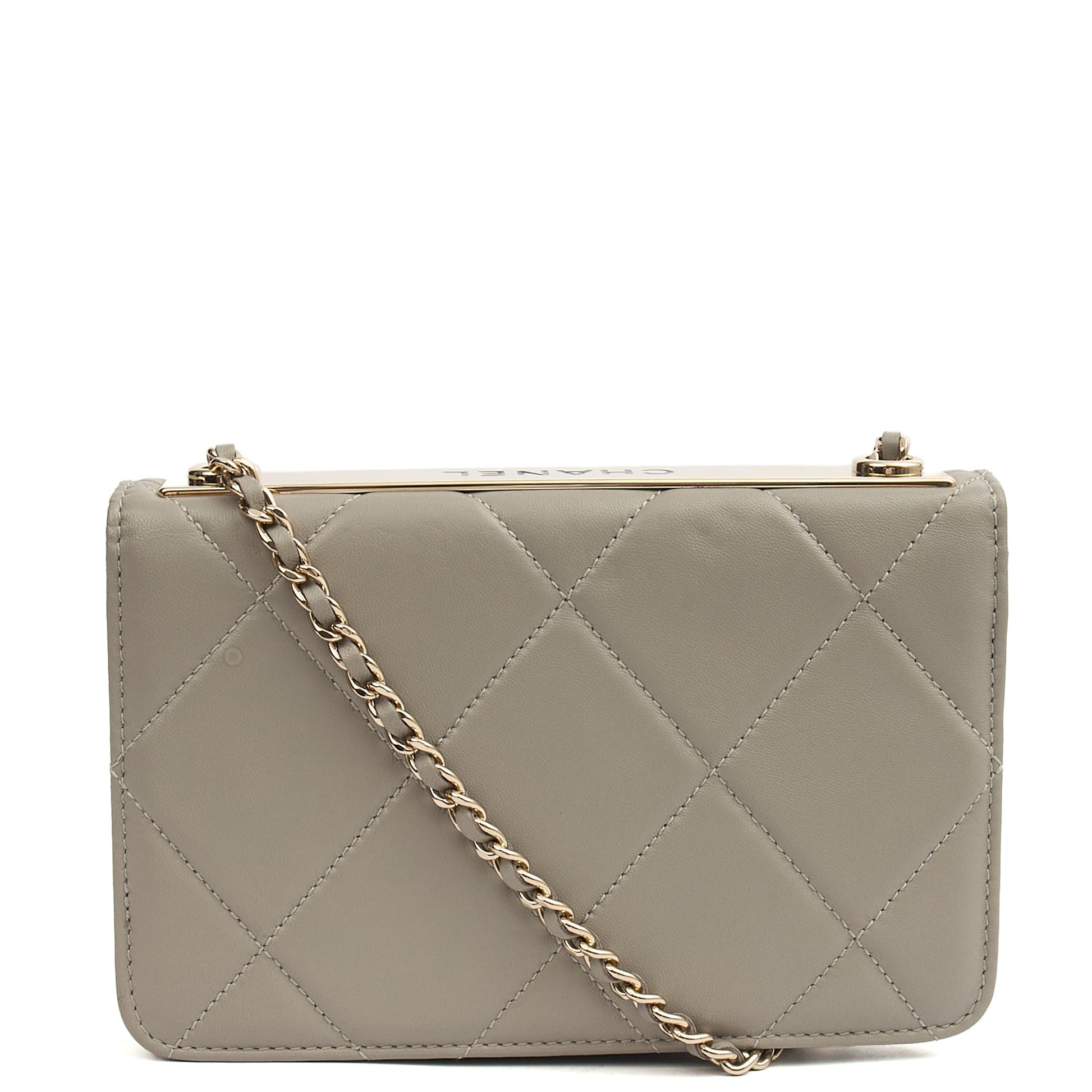 Chanel Cross Body Chanel Trendy Wallet On Chain in Grey, Lambskin Leather — Alternate View 17