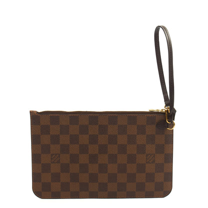 Louis Vuitton Clutch Neverfull MM Pouch in Damier Ebene, Leather — Side View
