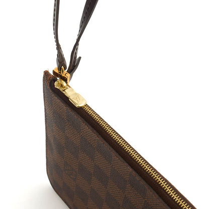 Louis Vuitton Clutch Neverfull MM Pouch in Damier Ebene, Leather — Back View