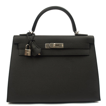 Hermes Top Handle Kelly 32 in Black, Epsom Leather — Alternate View 29