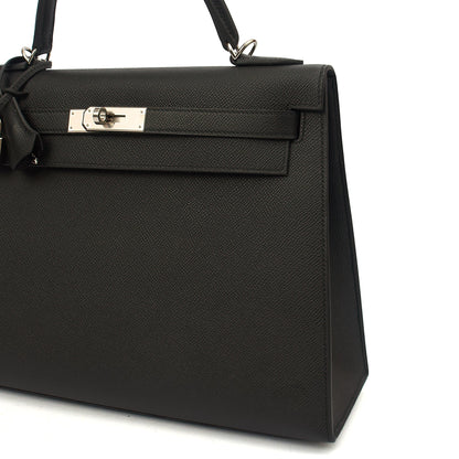 Hermes Top Handle Kelly 32 in Black, Epsom Leather — Alternate View 35