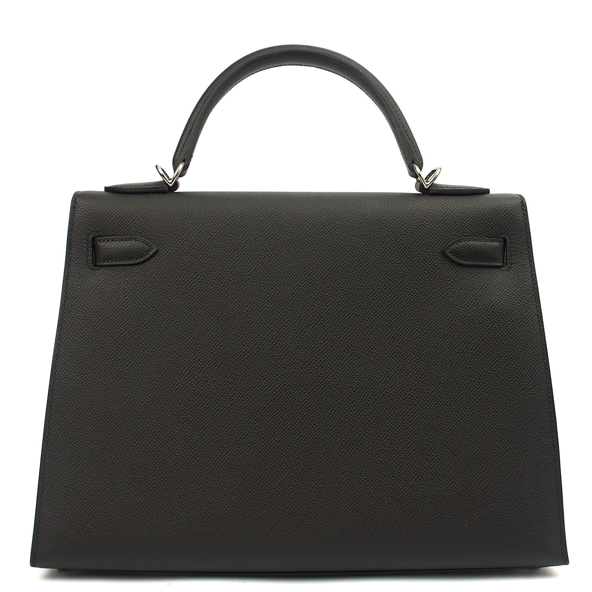 Hermes Top Handle Kelly 32 in Black, Epsom Leather — Back View