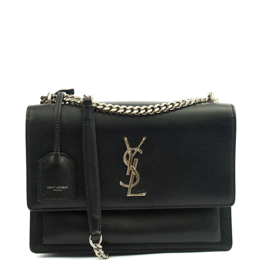 Saint Laurent Cross Body Sunset - Medium in Black, Leather — Front View