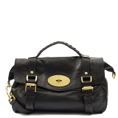 Mulberry Satchel Alexa in Black, Leather — Front View