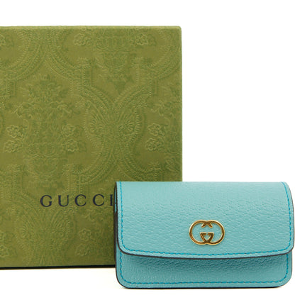 Gucci Key Ring GG Marmont Zip Pouch in Blue, Leather — Side View