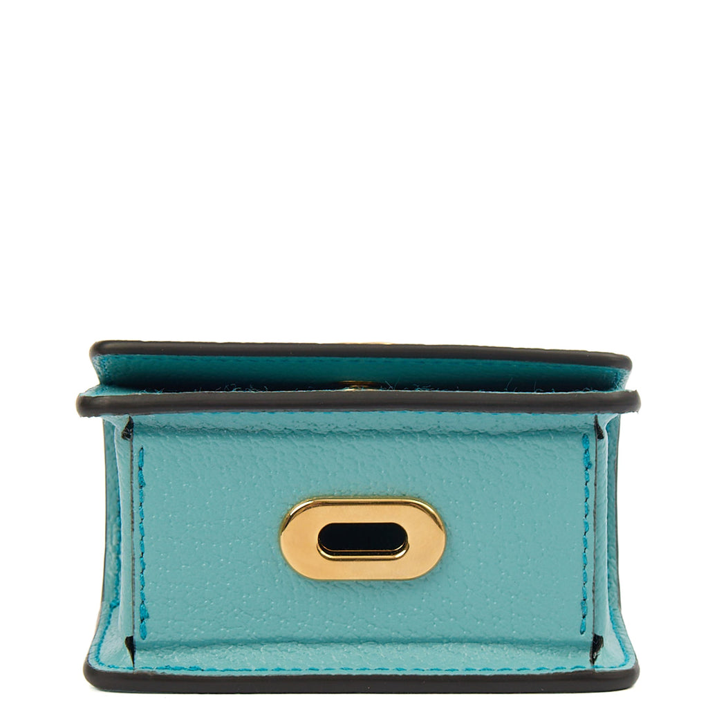 Gucci Key Ring GG Marmont Zip Pouch in Blue, Leather — Detail View