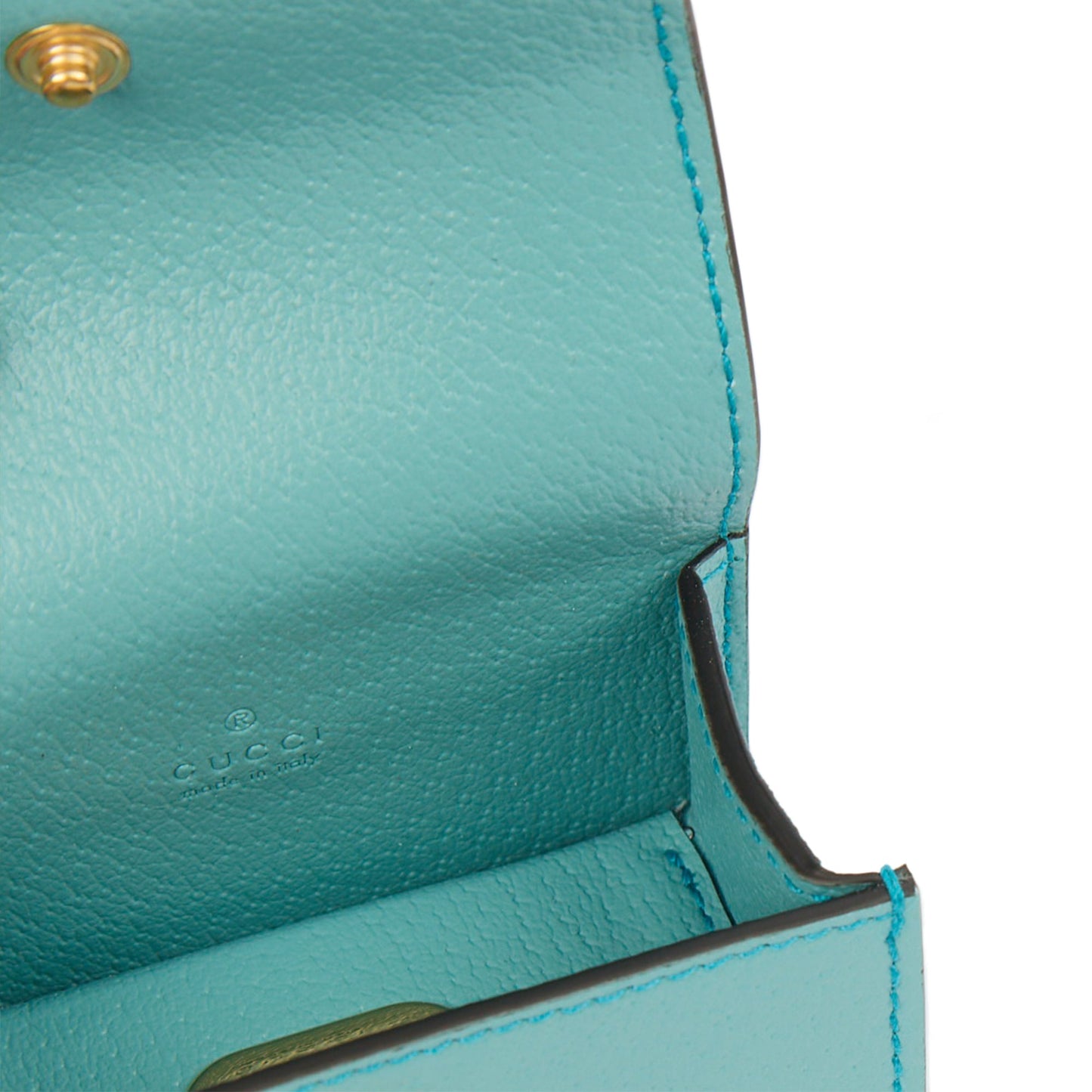 Gucci Key Ring GG Marmont Zip Pouch in Blue, Leather — Alternate View 7