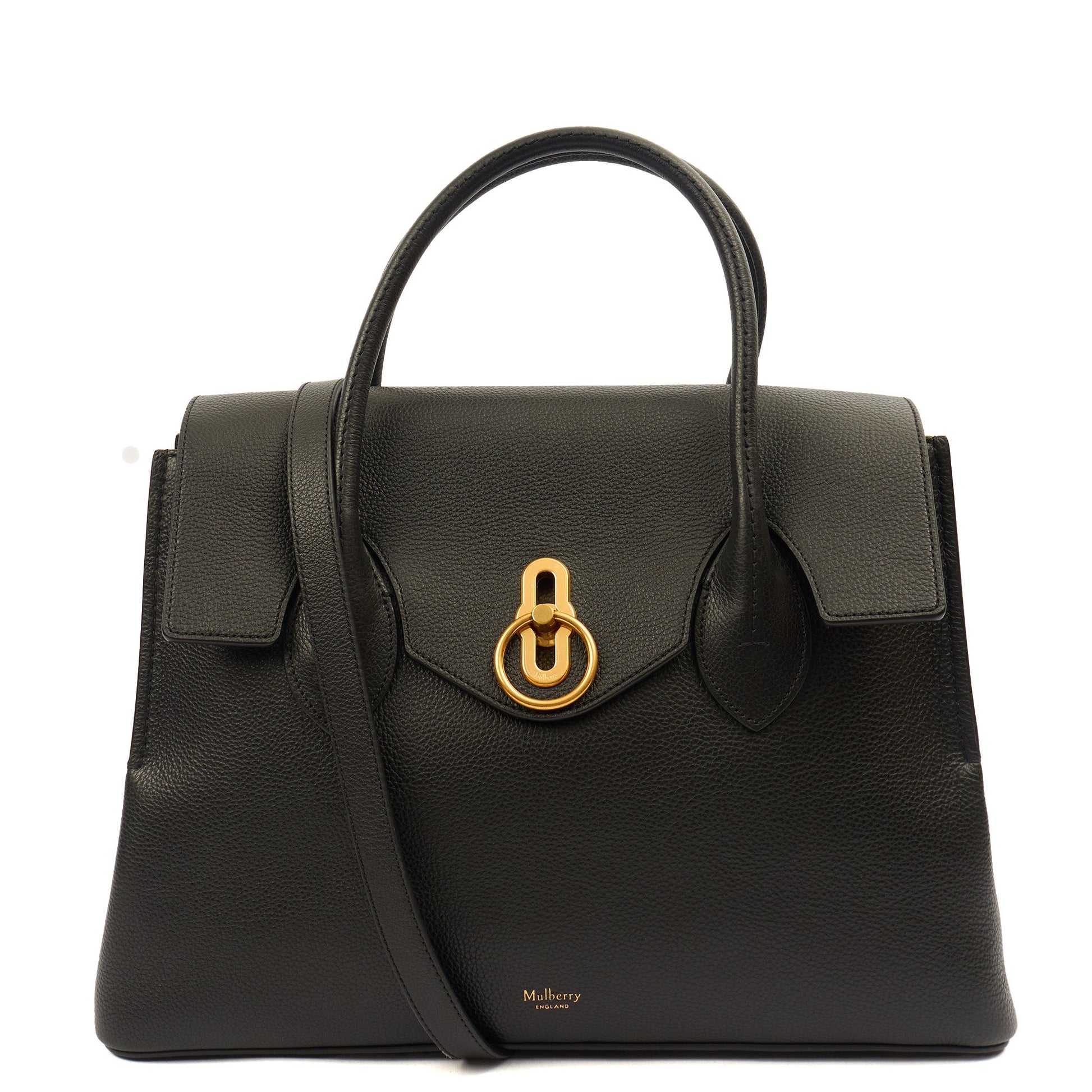 Mulberry Tote Seaton in Black, Leather — Front View