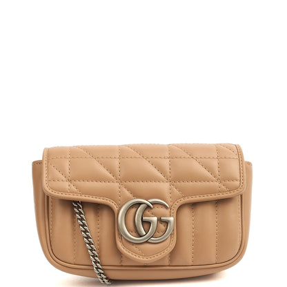 Gucci Mini Bag Marmont Shoulder Flap Bag - Super Mini in Neutral, Leather — Front View