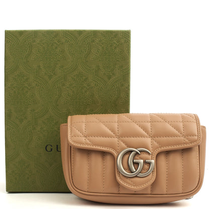 Gucci Mini Bag Marmont Shoulder Flap Bag - Super Mini in Neutral, Leather — Side View