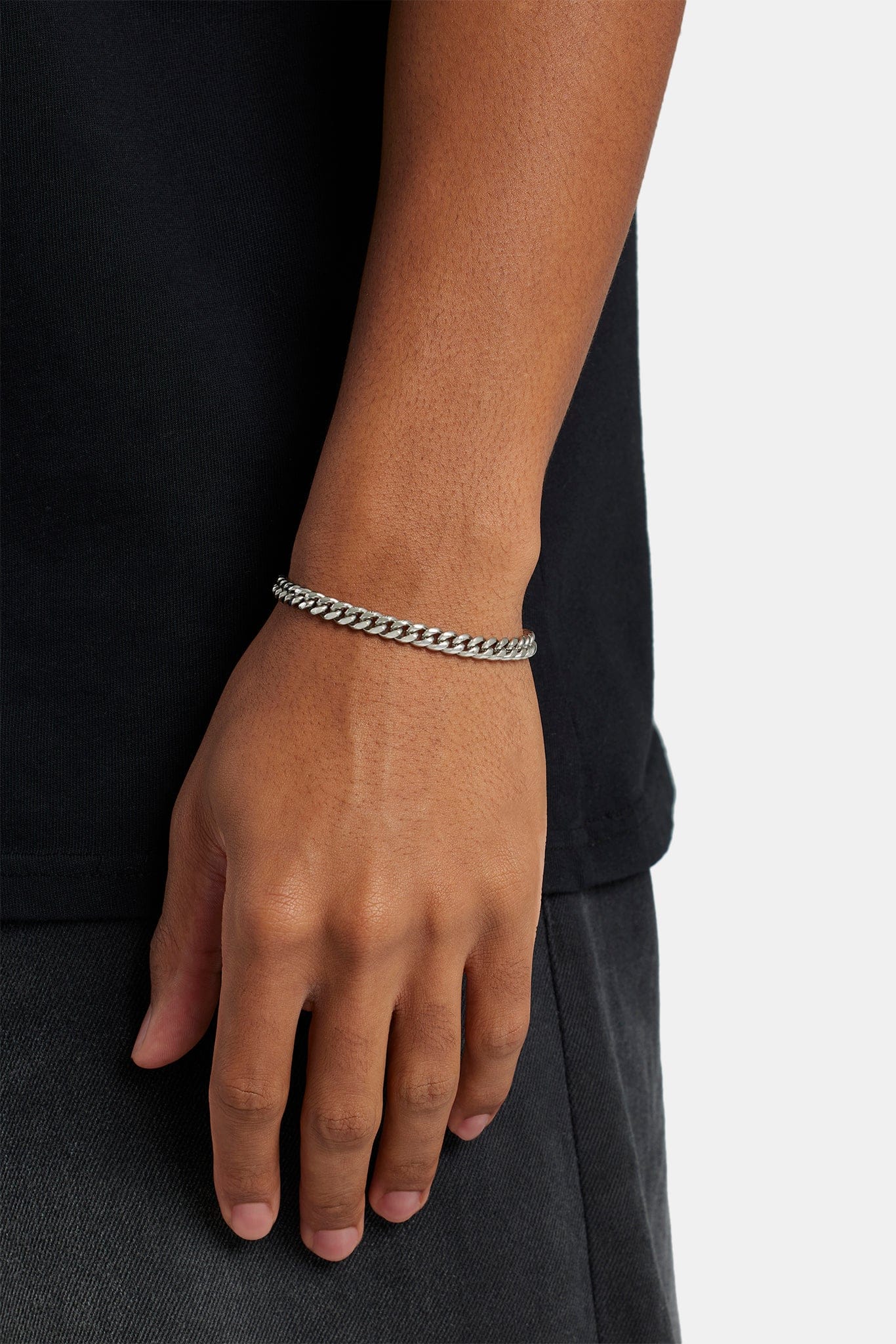 Cernucci Miami Cuban Bracelet - 5mm - White — 6" — Front View
