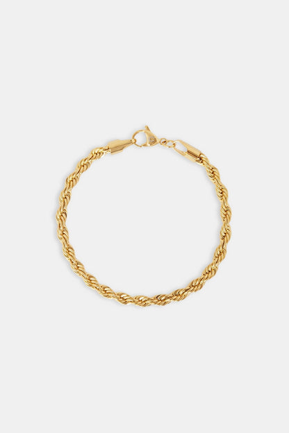 Cernucci 5mm Rope Bracelet - Gold — 7" — Side View