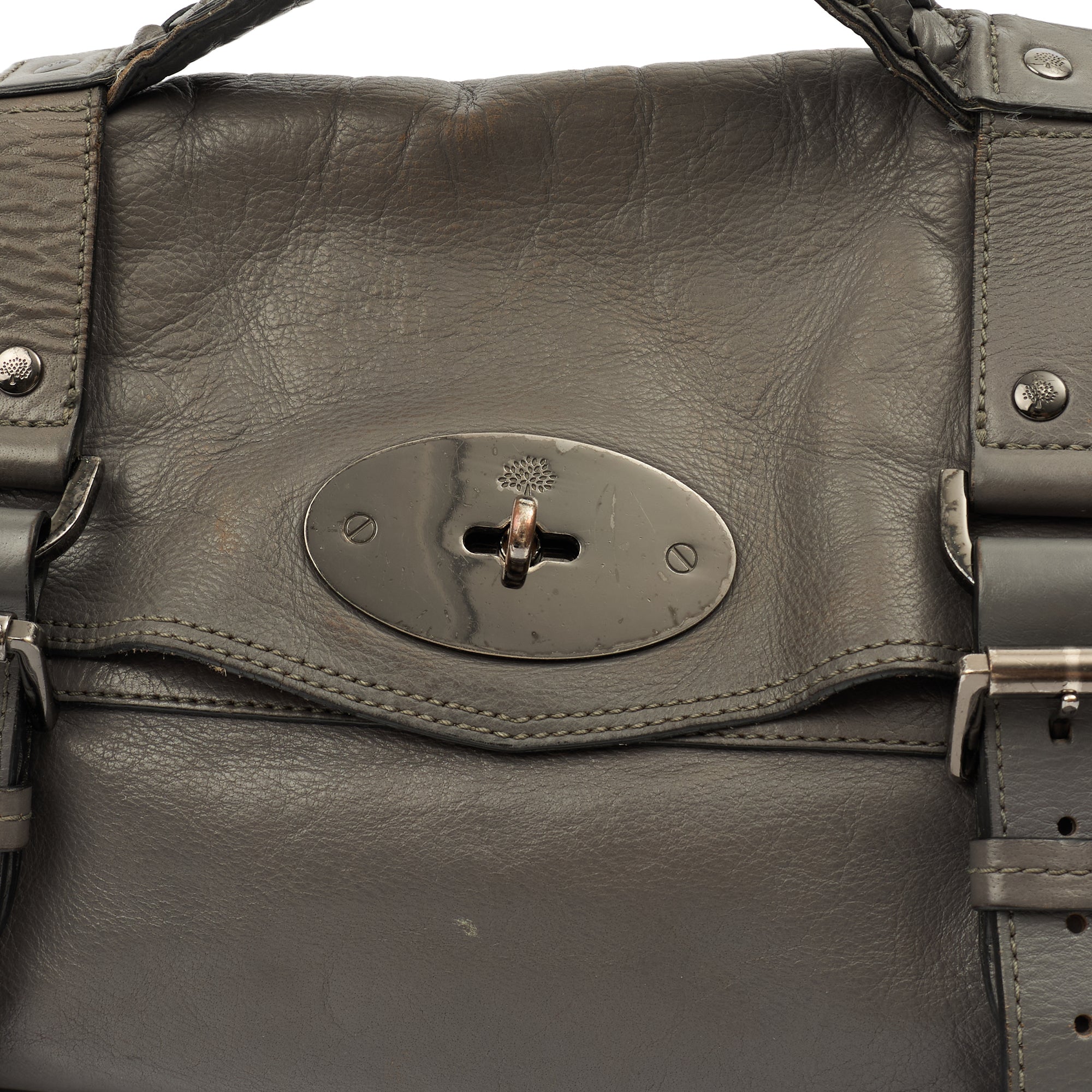 Mulberry Satchel Alexa in Foggy Grey, Leather — Side View