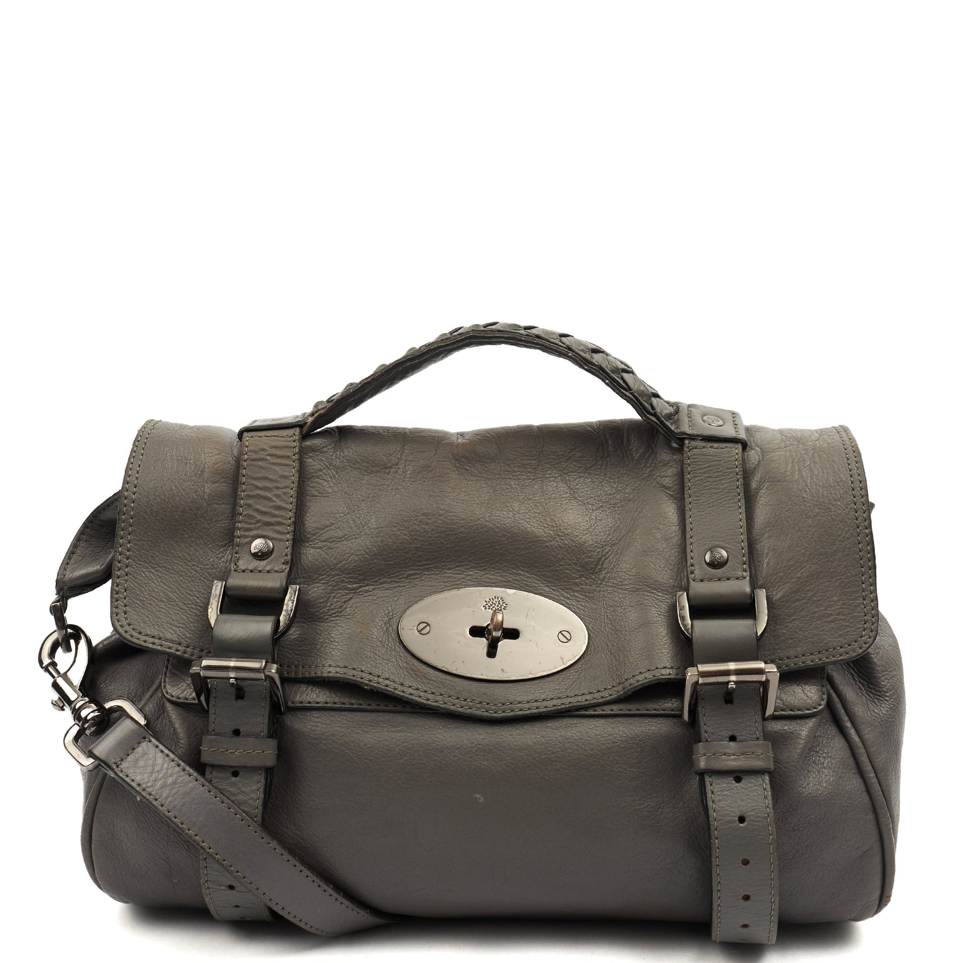Mulberry Satchel Alexa in Foggy Grey, Leather — Front View