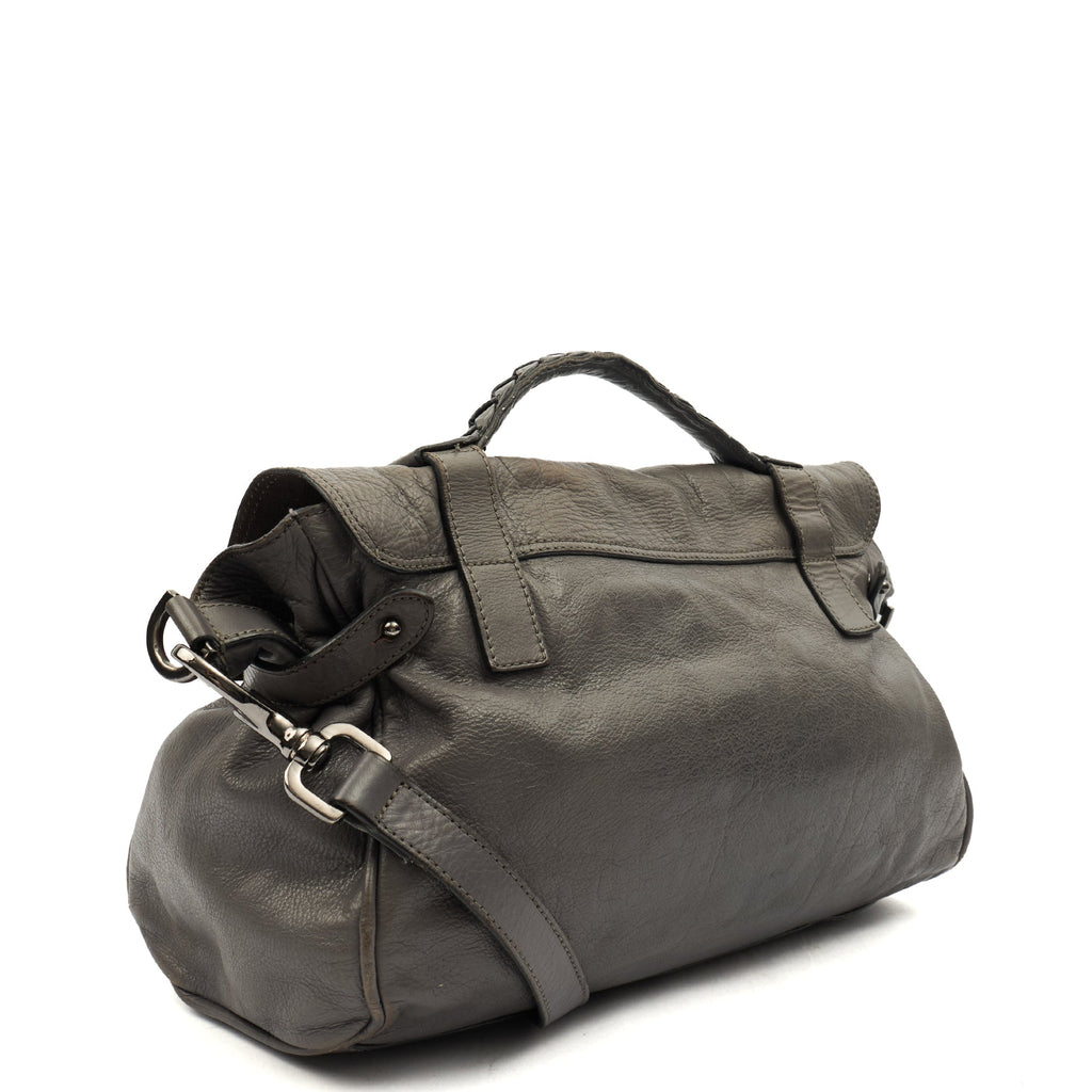 Mulberry Satchel Alexa in Foggy Grey, Leather — Back View