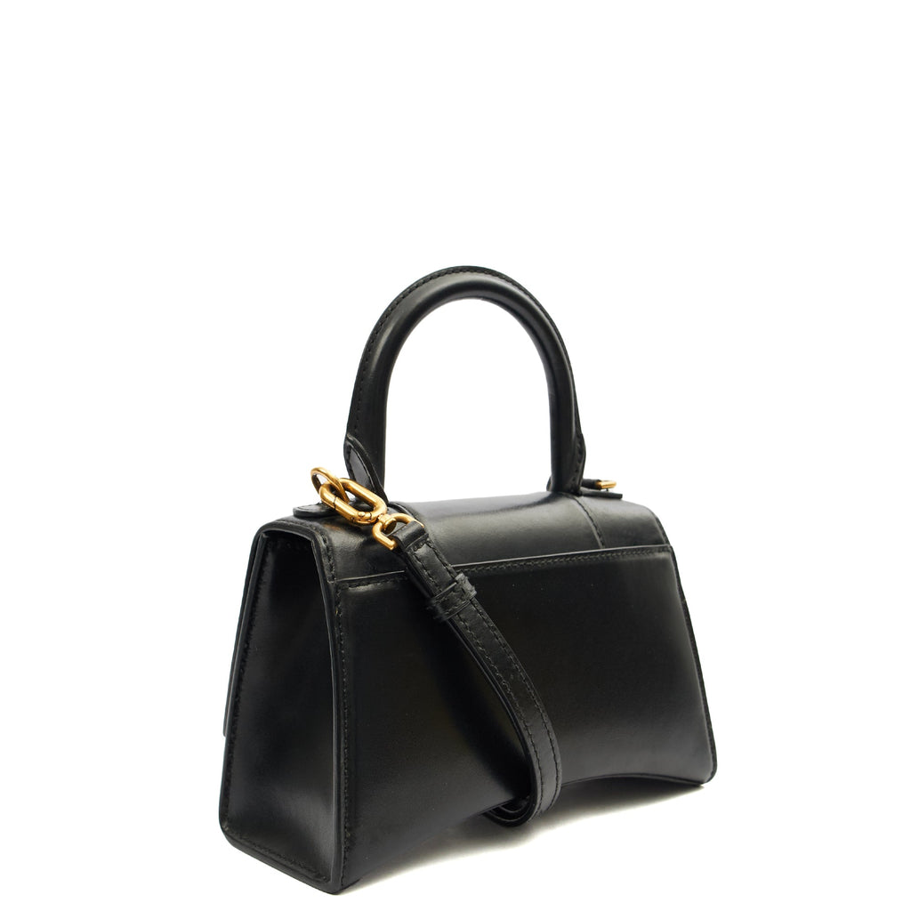Balenciaga Top Handle Hourglass Top Handle Small in Black, Veau (Calfskin) — Side View