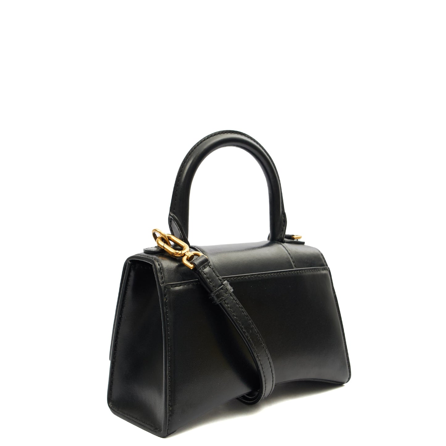 Balenciaga Top Handle Hourglass Top Handle Small in Black, Veau (Calfskin) — Side View