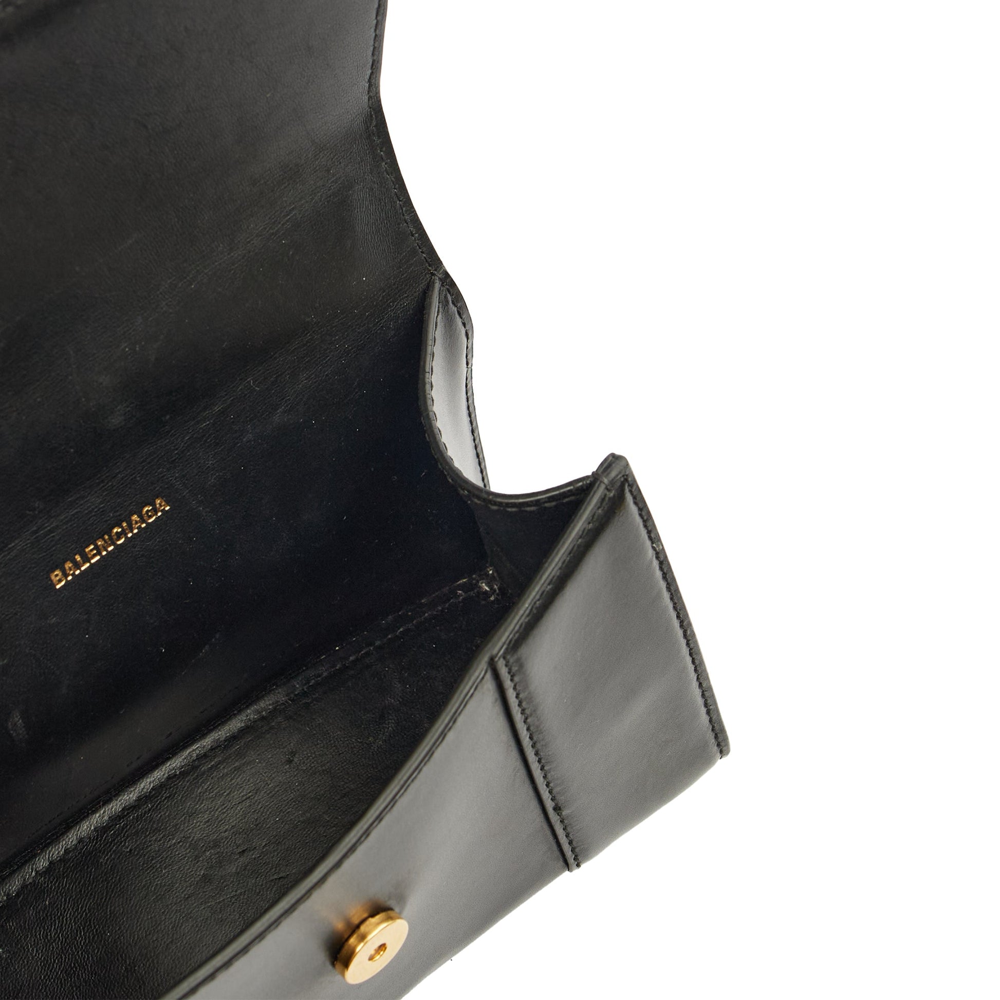 Balenciaga Top Handle Hourglass Top Handle Small in Black, Veau (Calfskin) — Detail View