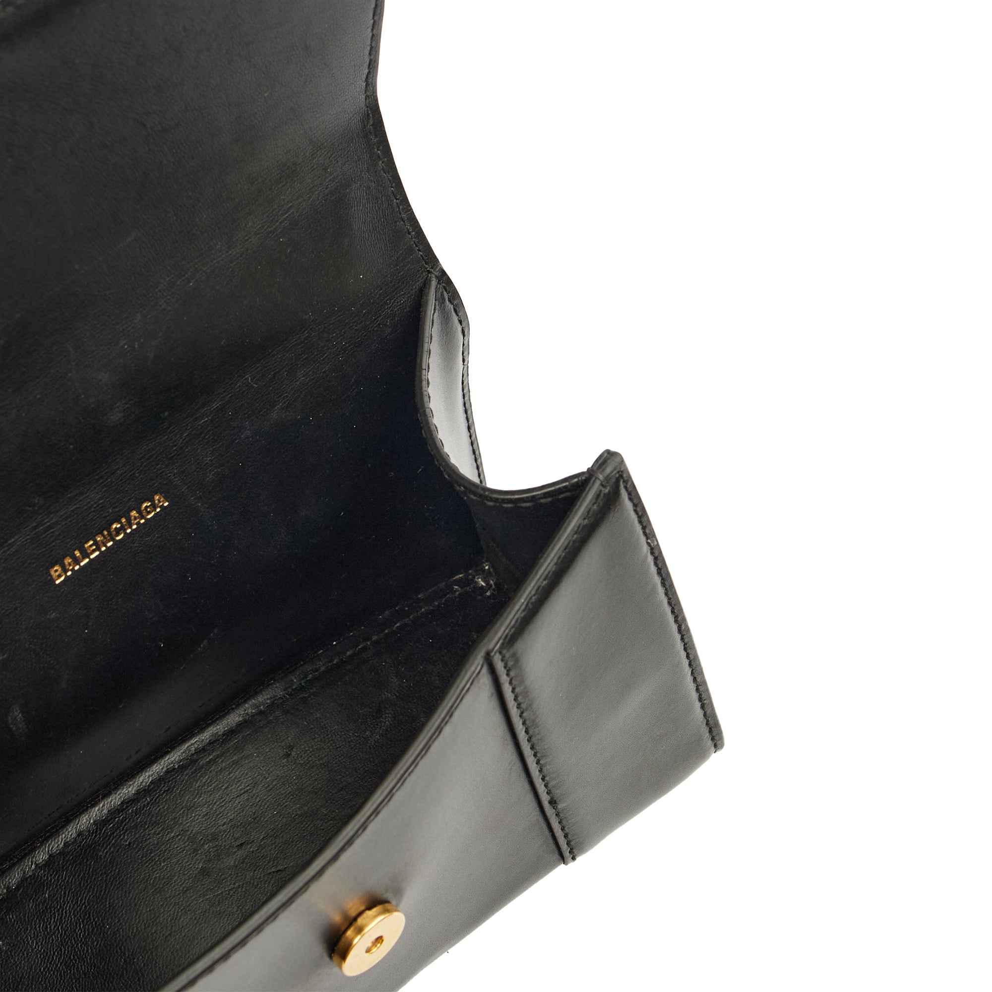Balenciaga Top Handle Hourglass Top Handle Small in Black, Veau (Calfskin) — Detail View