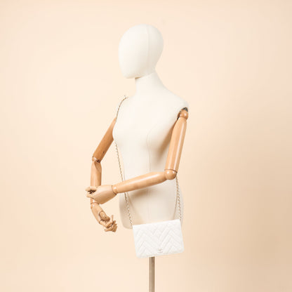 Chanel Cross Body Wallet on Chain in White, Crinkled Calfskin Leather — Alternate View 9