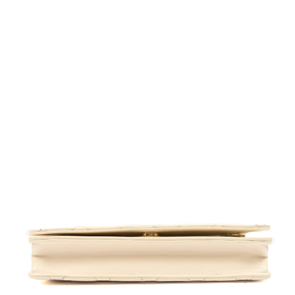 Chanel Cross Body Wallet on Chain in White, Crinkled Calfskin Leather — Detail View