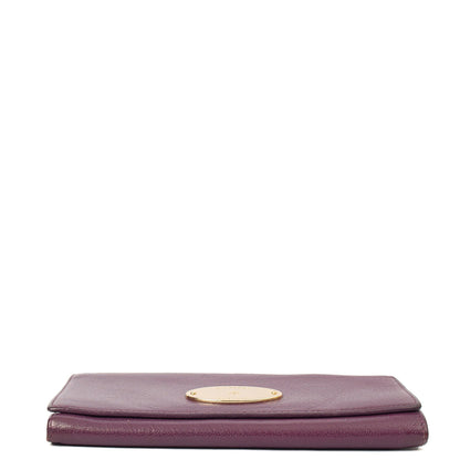 Mulberry Purse Wallet in Purple, Calfskin Leather — Detail View