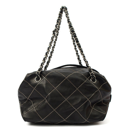 Chanel Shoulder Bag Bowler in Black, Lambskin Leather — Front View