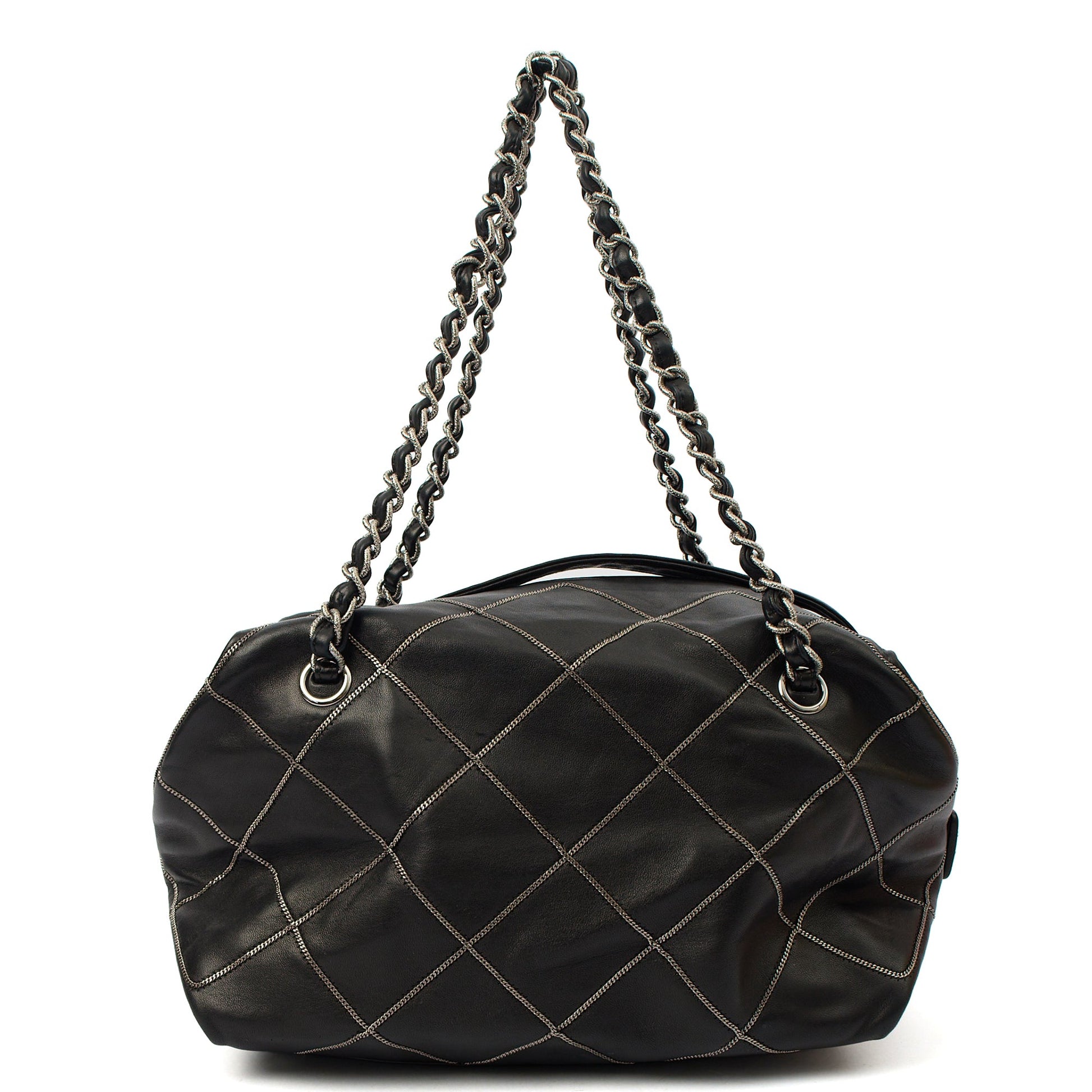 Chanel Shoulder Bag Bowler in Black, Lambskin Leather — Alternate View 10