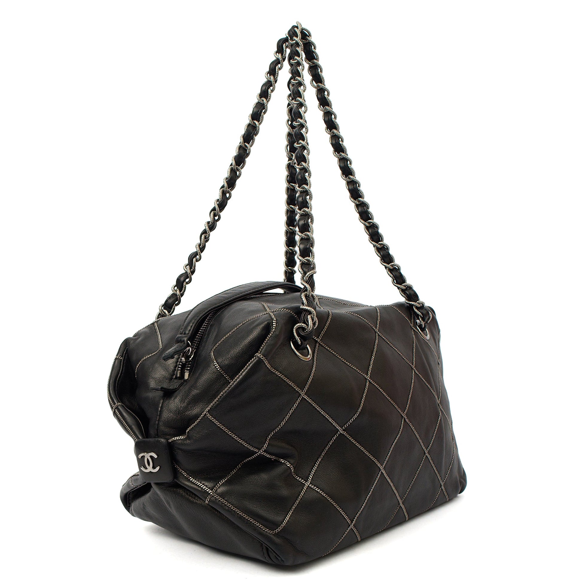 Chanel Shoulder Bag Bowler in Black, Lambskin Leather — Alternate View 12