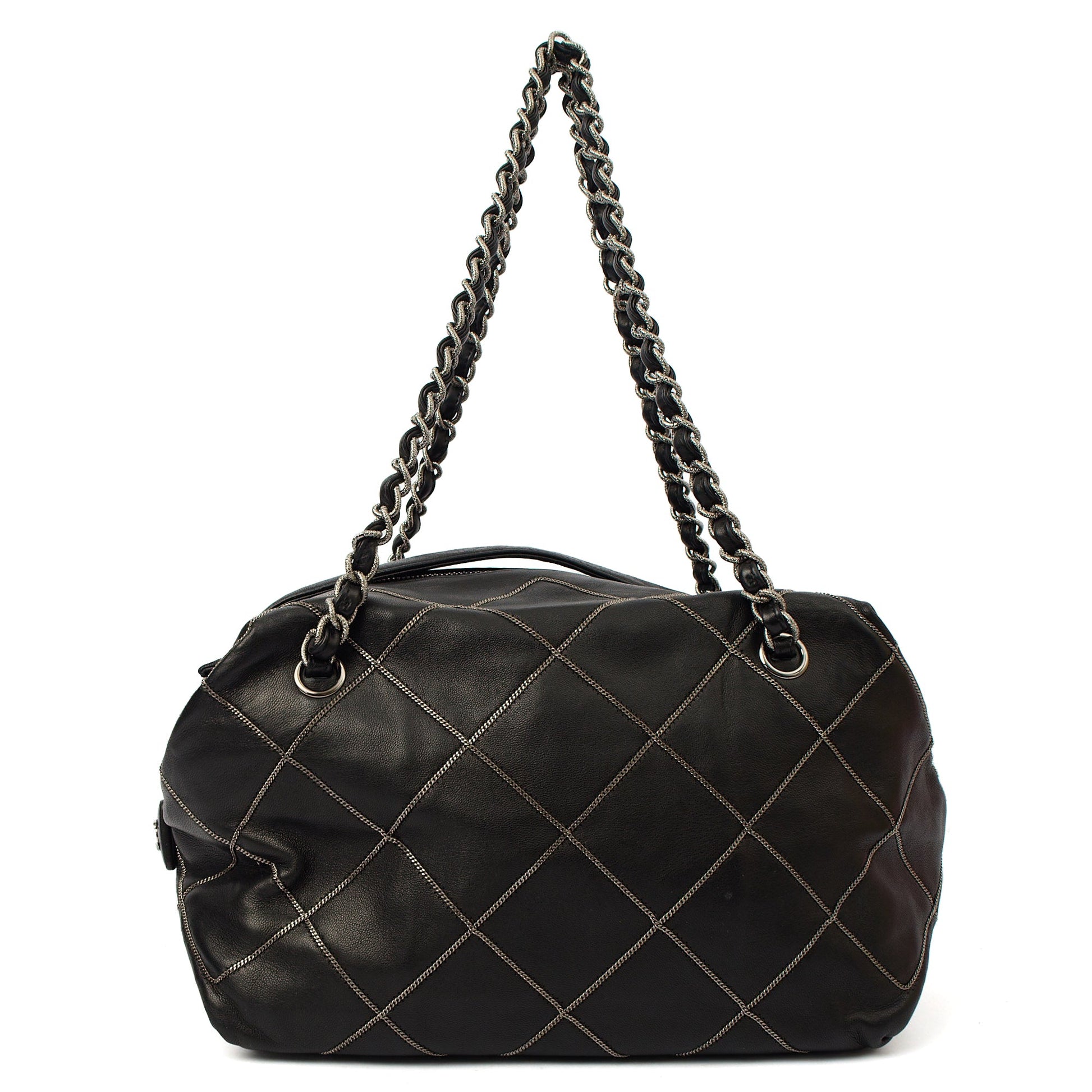Chanel Shoulder Bag Bowler in Black, Lambskin Leather — Alternate View 13