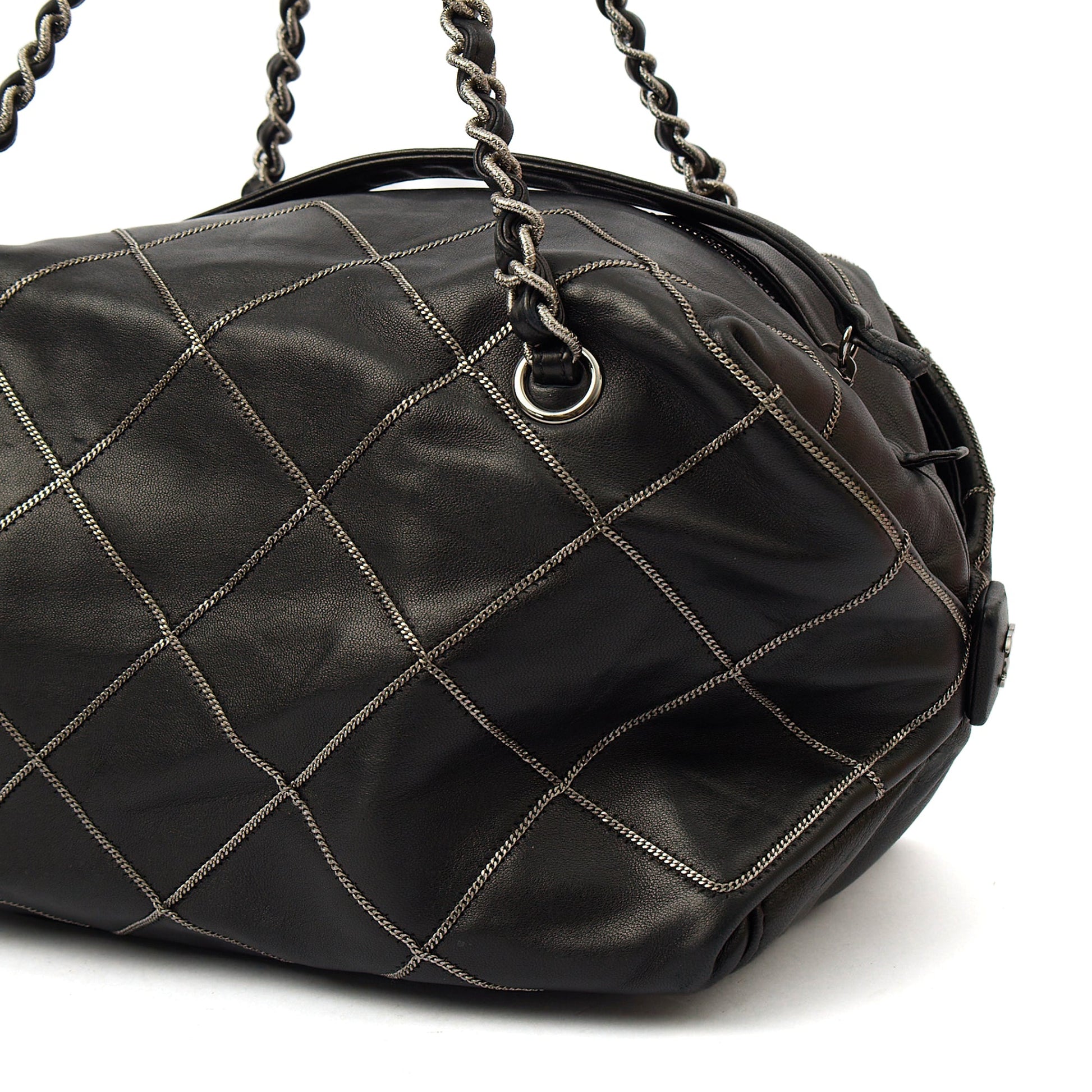 Chanel Shoulder Bag Bowler in Black, Lambskin Leather — Alternate View 8