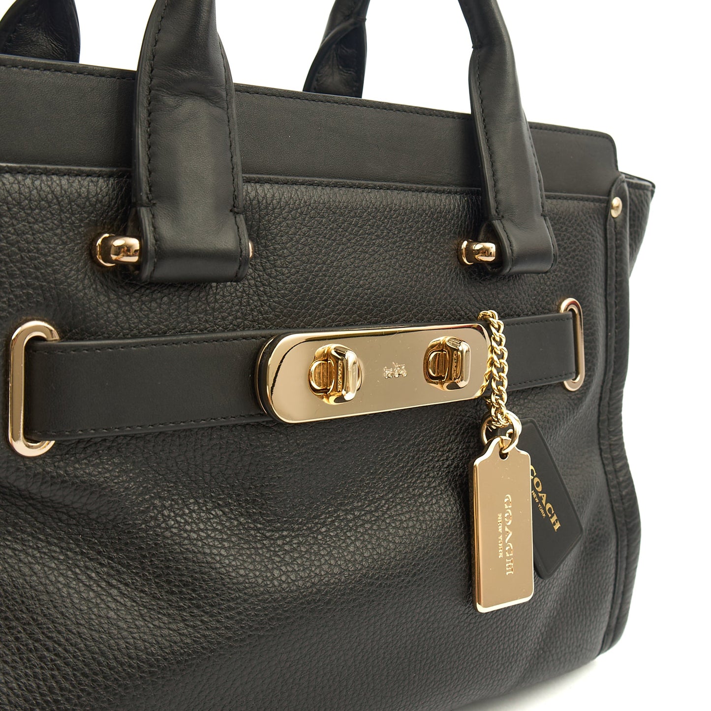 Coach Tote Swagger in Black, Leather — Lifestyle View