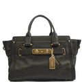 Coach Tote Swagger in Black, Leather — Front View