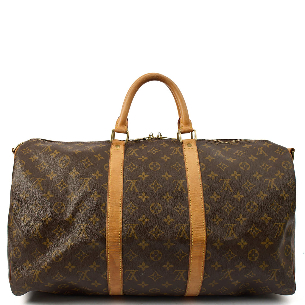 Louis Vuitton Tote Keepall 50 Bandouliere in Monogram, Canvas — Top View