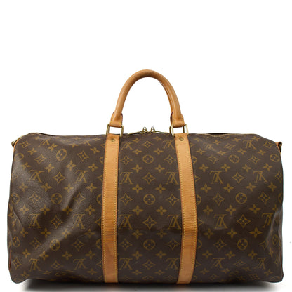 Louis Vuitton Tote Keepall 50 Bandouliere in Monogram, Canvas — Top View