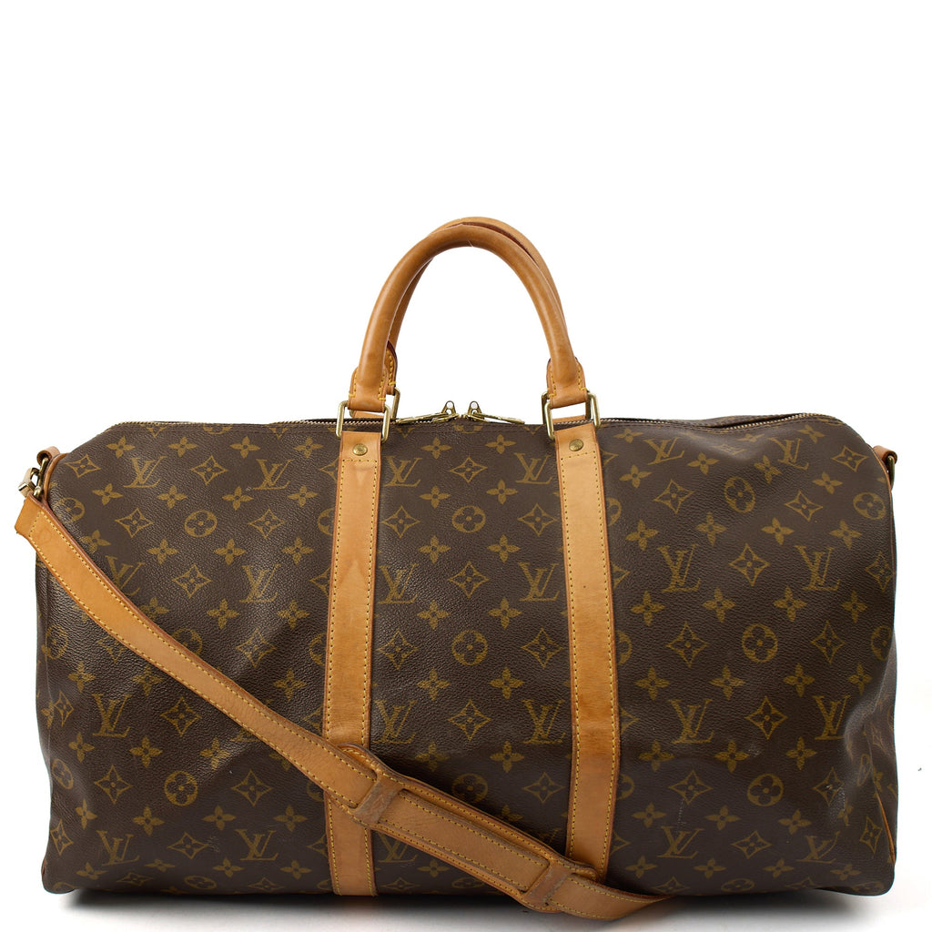 Louis Vuitton Tote Keepall 50 Bandouliere in Monogram, Canvas — Front View