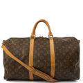 Louis Vuitton Tote Keepall 50 Bandouliere in Monogram, Canvas — Front View