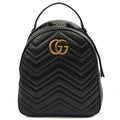 Gucci Backpack Marmont Backpack in Black, Leather — Front View
