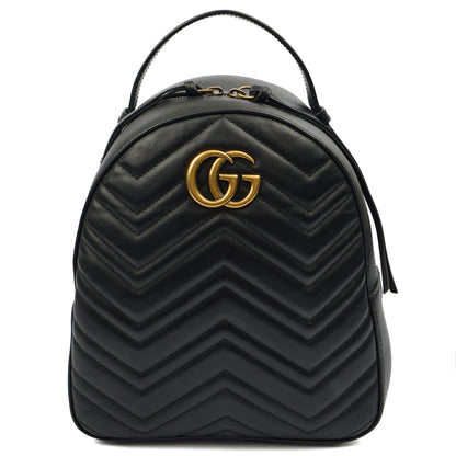 Gucci Backpack Marmont Backpack in Black, Leather — Front View