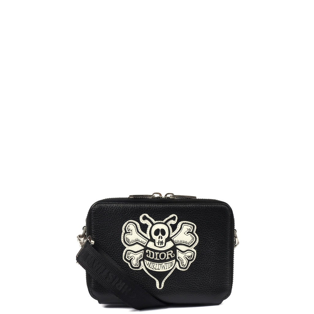 Christian Dior Cross Body Shoulder Bag in Black, Leather — Front View