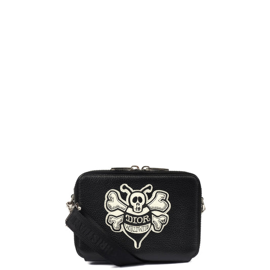 Christian Dior Cross Body Shoulder Bag in Black, Leather — Front View