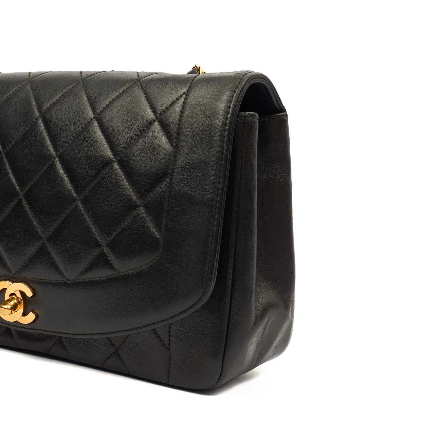 Chanel Shoulder Bag Diana - Medium in Black, Lambskin Leather — Lifestyle View
