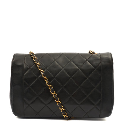 Chanel Shoulder Bag Diana - Medium in Black, Lambskin Leather — Top View