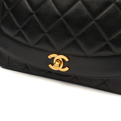 Chanel Shoulder Bag Diana - Medium in Black, Lambskin Leather — Side View