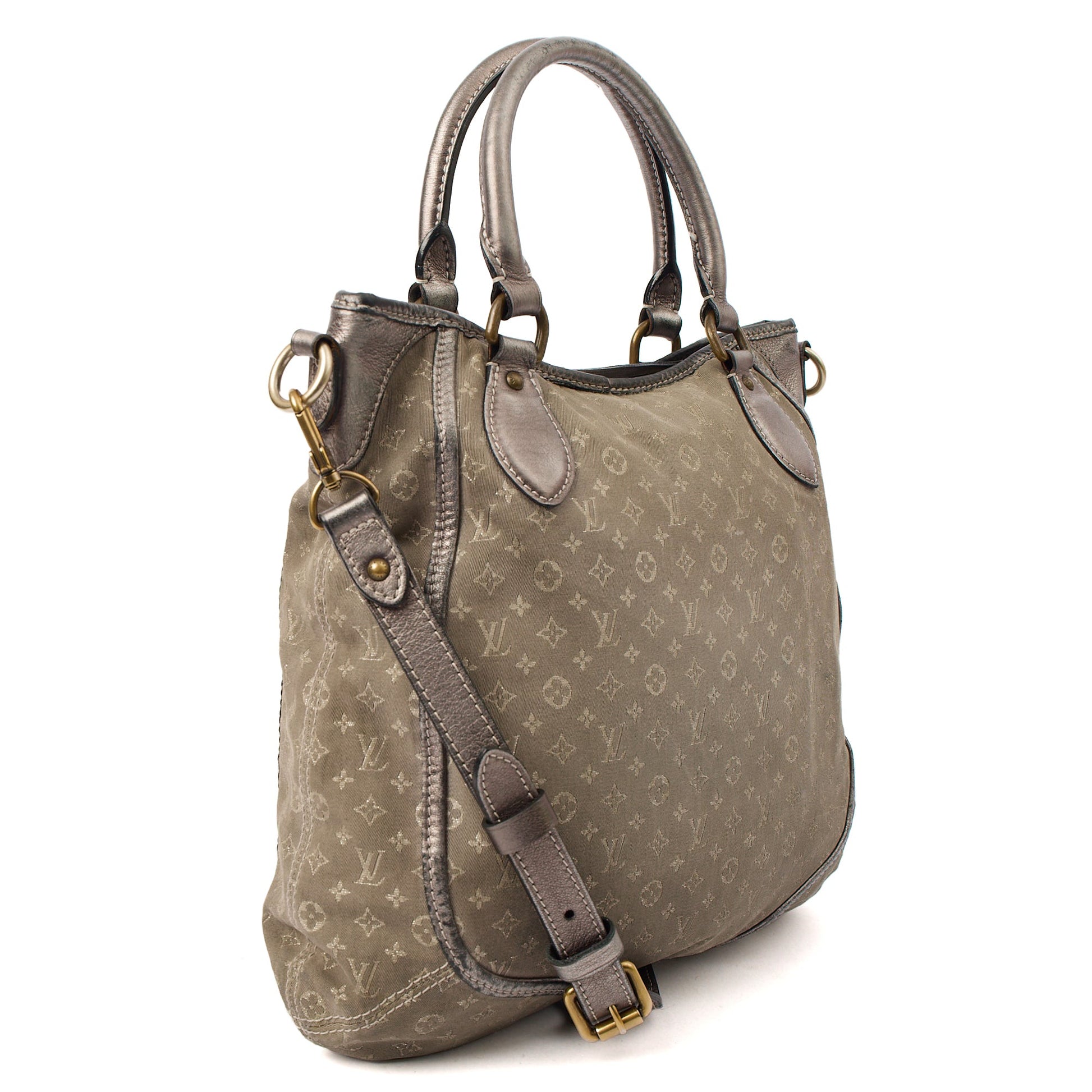 Louis Vuitton Cross Body Besace Angele in Grey, Mini Lin — Back View