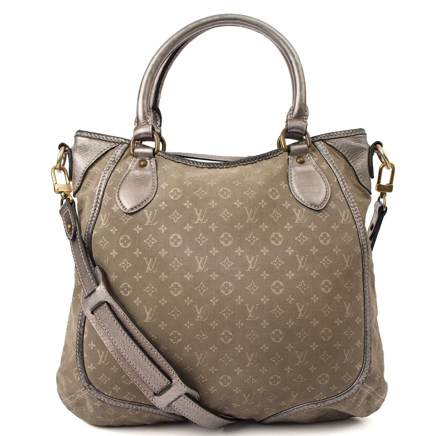 Louis Vuitton Cross Body Besace Angele in Grey, Mini Lin — Front View