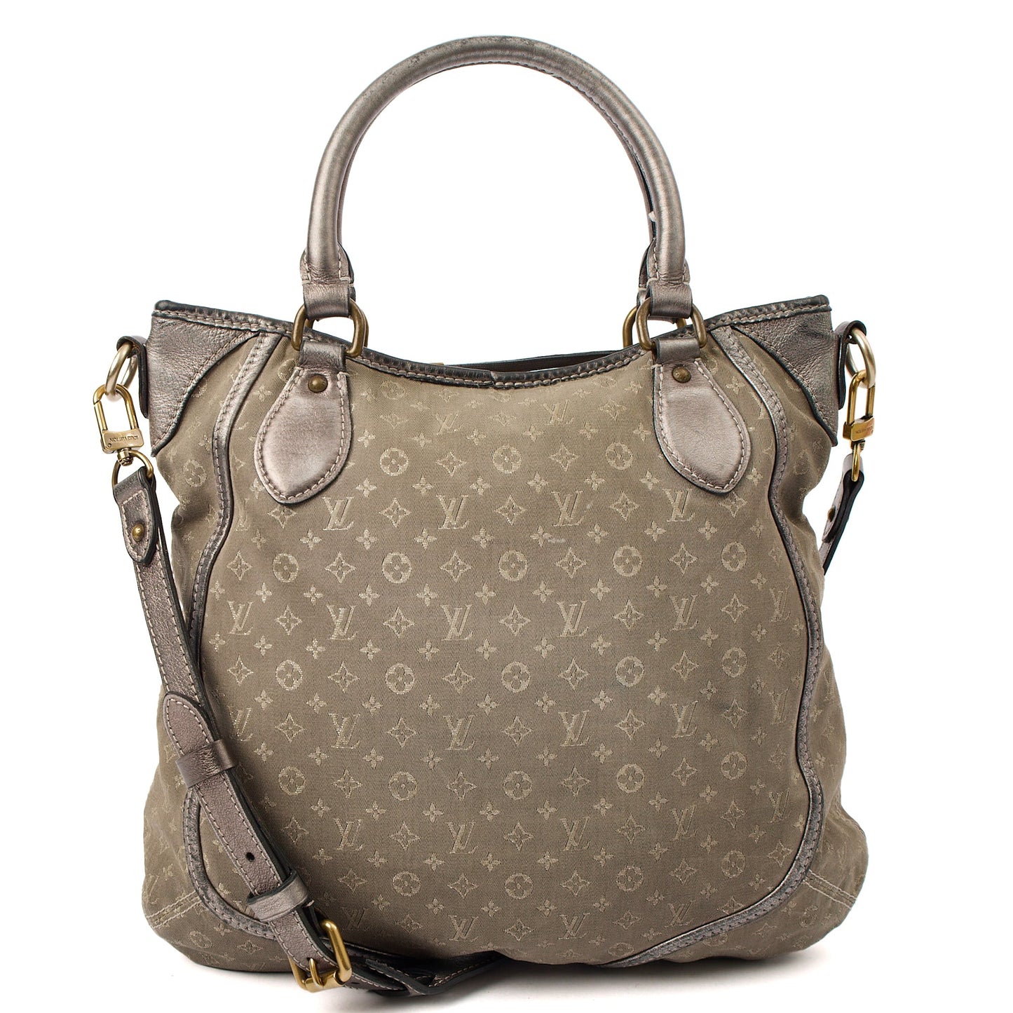 Louis Vuitton Cross Body Besace Angele in Grey, Mini Lin — Top View