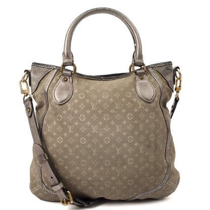 Louis Vuitton Cross Body Besace Angele in Grey, Mini Lin — Top View