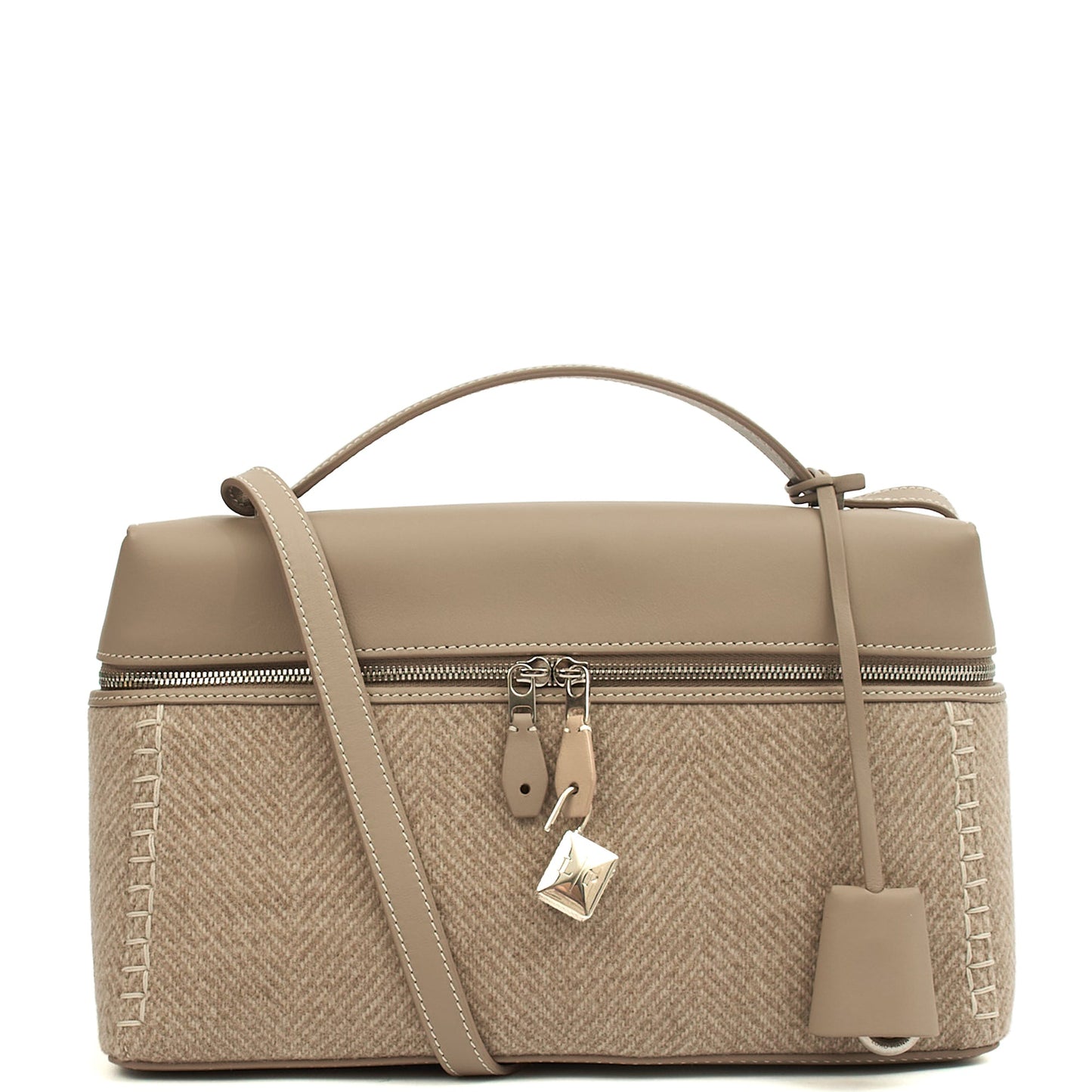Loro Piana Cross Body L27 - Extra Pocket in Grey, Leather — Front View