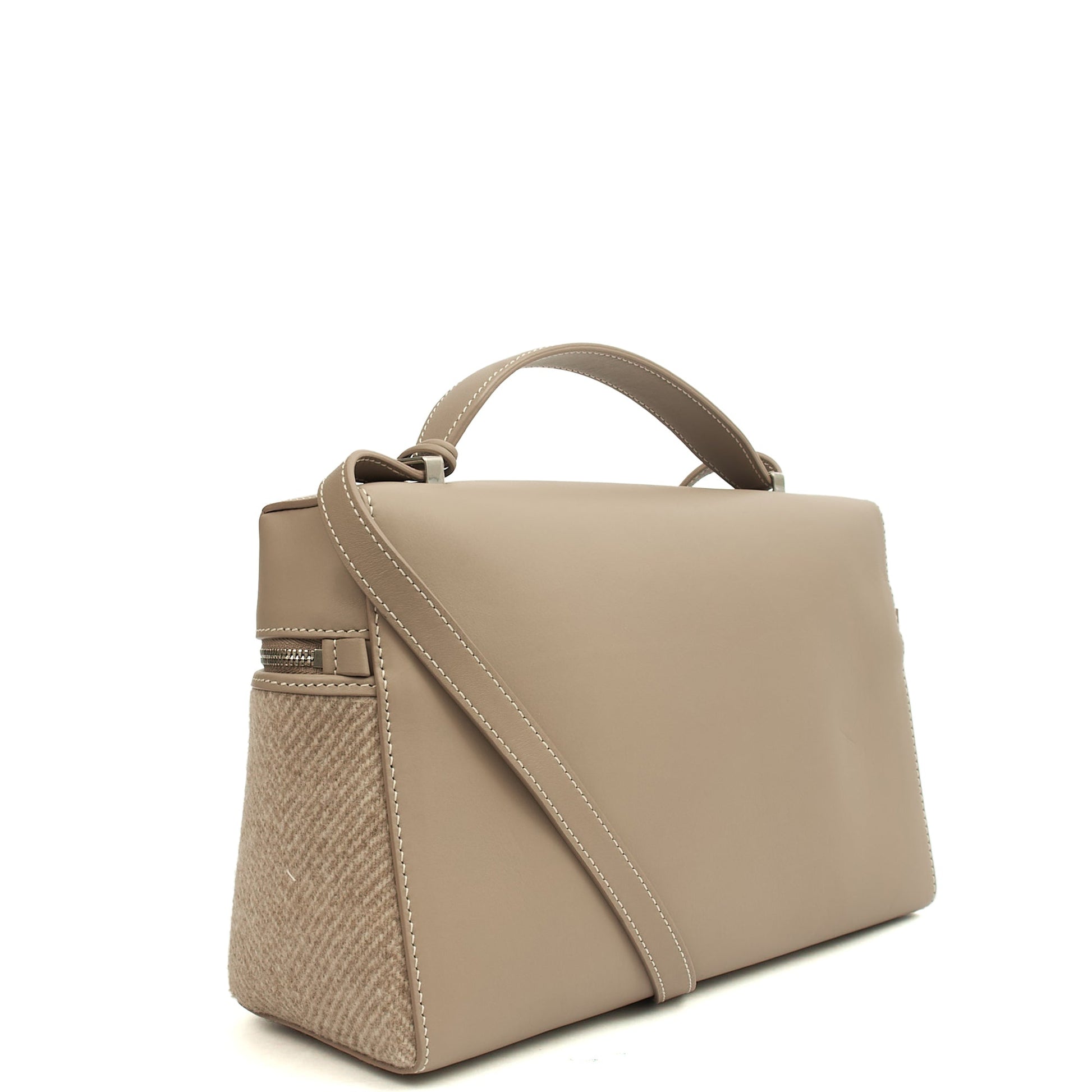 Loro Piana Cross Body L27 - Extra Pocket in Grey, Leather — Side View